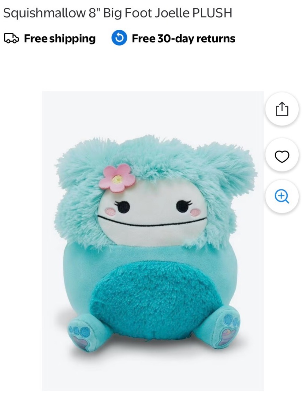 Squishmallows Joelle Plush in Aqua Turquoise with Pink Flower